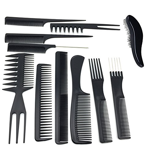 TraderPlus 11PCS Hair Stylists Professional Styling Comb Set Variety Pack for All Hair Types