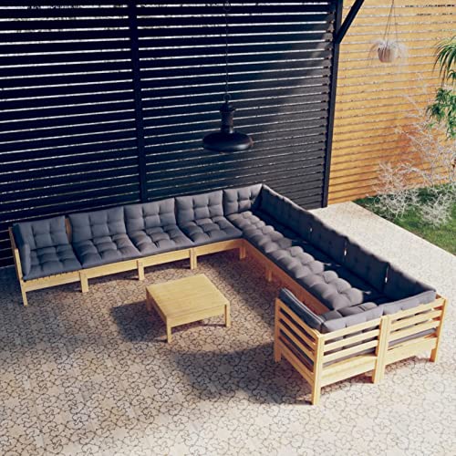MOONAIRY 11-TLG. Garten-Lounge-Set mit Grauen Kissen, Gartenlounge, Balkon Möbel, Terrassenmöbel, Sitzecke Balkon…