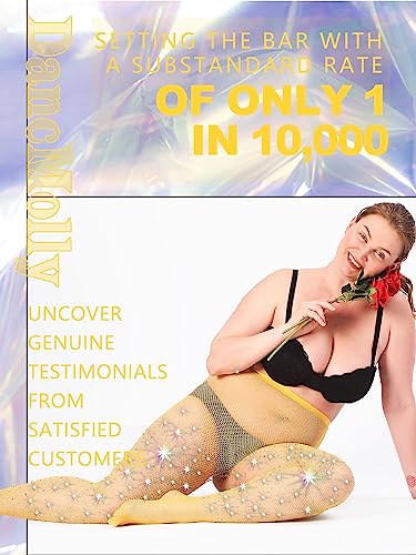 Image of DancMolly 10X Strong Ultra Sparkly Rhinestone Fishnet Stockings, Plus Size Sparkle Tights for Women Sexy Party Concert Outfit