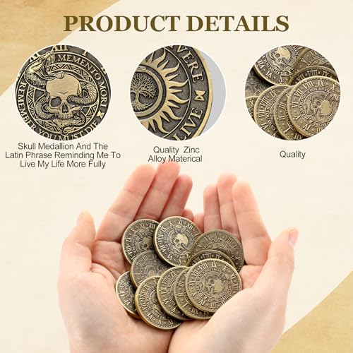 Misdary 20 monedas Memento Mori estilo clásico cobre miniatura 3