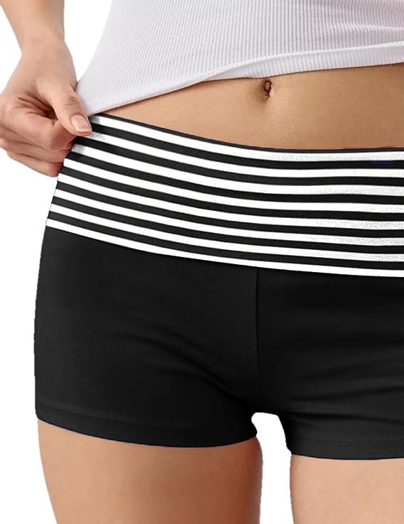 Image of Women Low Waist Lounge Shorts Fold Over Skinny Pajamas Shorts Summer Casual Pj Bottom Sleep Shorts
