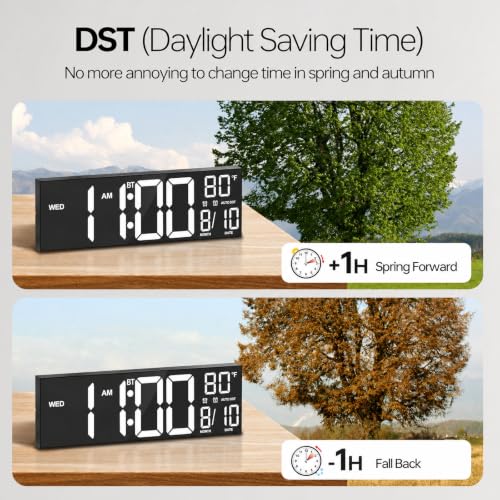 Image of JALL 16.2 inch Large Digital Wall Clock with Bluetooth Sync, RGB Digital Clock Large Display with Auto DST, Wall Clock for Classroom Bedroom Gym Office, Led Clock for Seniors (White)