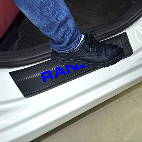 SENYAZON Ranger Decal Sticker Carbon Fibre Vinyl Reflective Car Door Sill Decoration Scuff Plate for Ford Ranger (Blue)