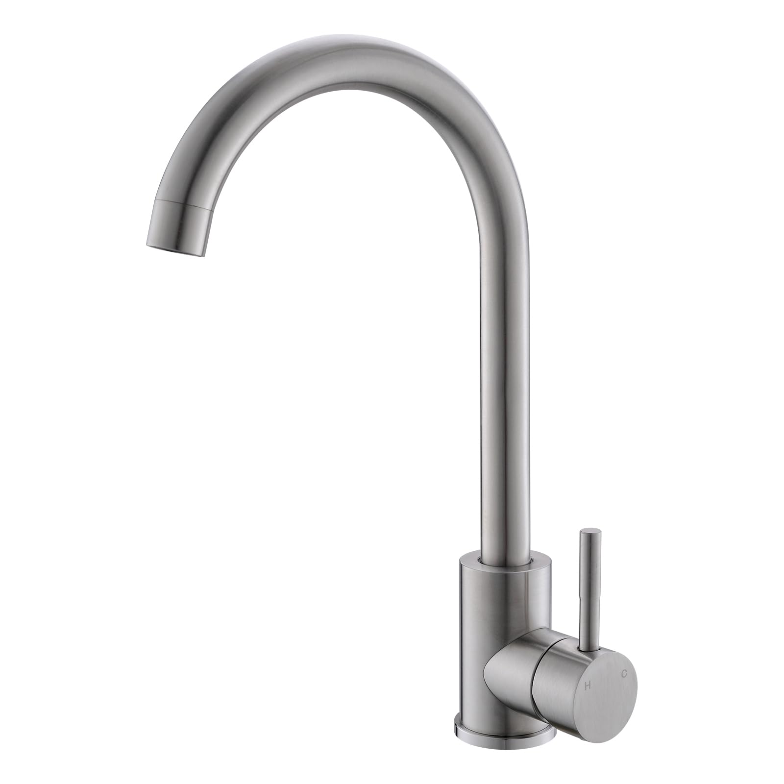 TIMACOKitchen Tap Black Single Lever Sink Tap 360° Swivel Brushed Nickel