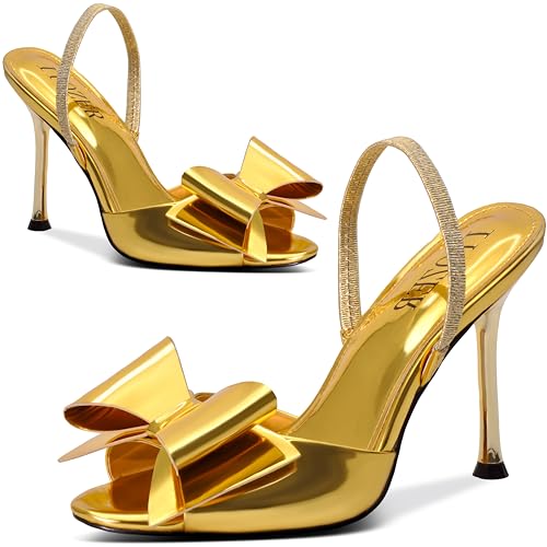 Image of Satin High Heels Slingback Open Toe Mules Sandals Bow Stiletto Sexy Heels Comfortable Wedding Party Shoes