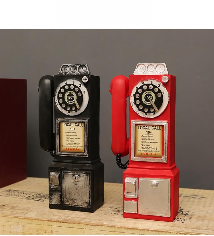 Teléfono con esfera rotativa antigua decoración vintage negra réplica retro para props y bar 6