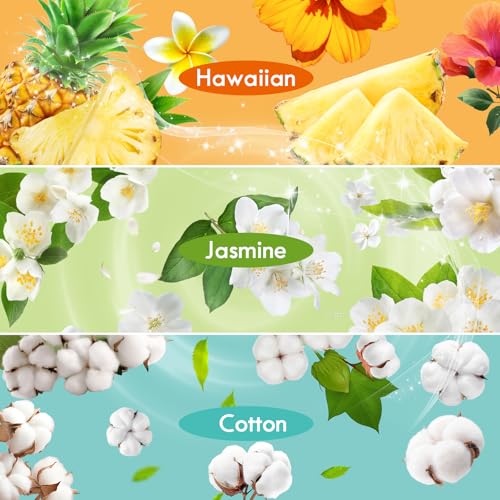 Image of Plug In Air Freshener Starter Kit for Home, 12 Refills + 1 Warmer | Hawaiian, Jasmine & Fresh Cotton Summer Scents for Bathroom, Compatible with Air Wick & Glade, Not Include Glade Plus