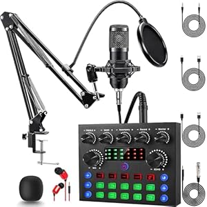 ALSO GO Podcast Equipment Bundle, Podcast Microphone Bundle with BM-800 Microphone & V8s Sound Card, Recording Studio Equipment for Singing, Gaming, Live Streaming and YouTube Tiktok