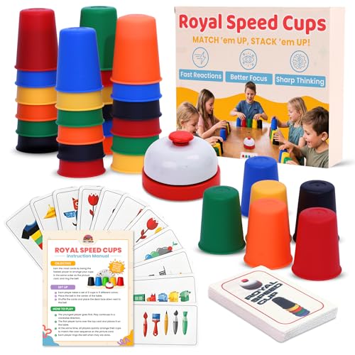Image of Speed Stacking Cups Set - 30 Colorful Stackable Cups in 6 Colors - Cup Stacking Game for Kids & Family | Sharper Focus, Quicker Hands & Eyes, Brain Power & Team Fun