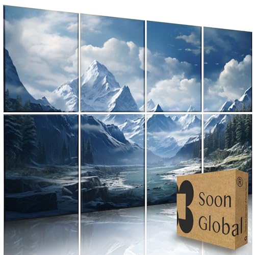 Image of 8-Pack Acoustical Wall Panels, 48 X 32 Inches Art Acoustic Panels, Decorative Acoustic Panels, Acoustic Wall Panels, Sound Absorbing Wall Art, Neige Éthérée