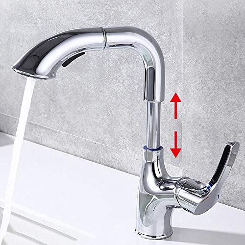 Robinet de lavabo en laiton chromé haut de gamme réglable avec douchette rétractable
