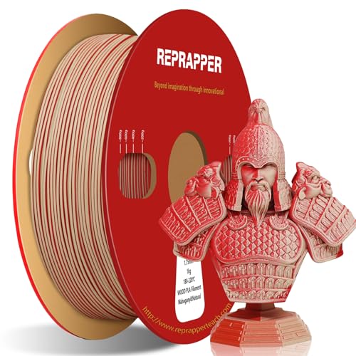 Image of Reprapper Wood PLA Filament 1.75mm, Dual Color Natural & Mahogany with Real Wood Fibers, Low Warping Matte Finish 3D Printing Material, 1kg Spool