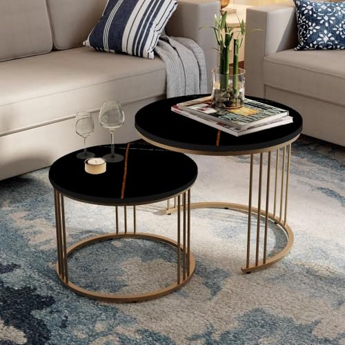 Image of Wakefit Frappe Coffee Table I Marble Finish I Vitrified Tile Top I St. Laurent