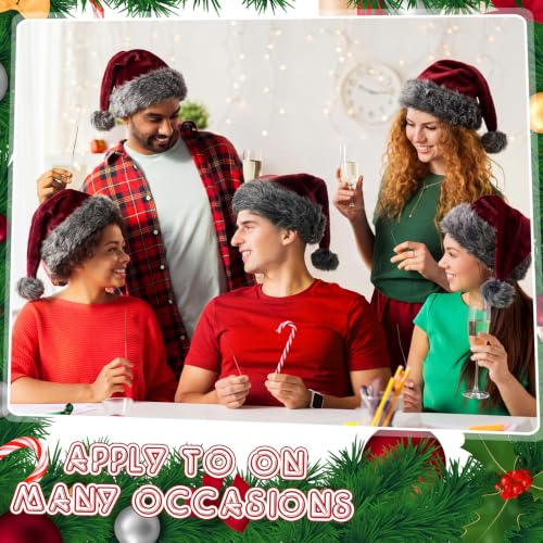 Image of Vicenpal 20 Pcs Santa Hats Bulk for Adults, Grey Burgundy, Classic