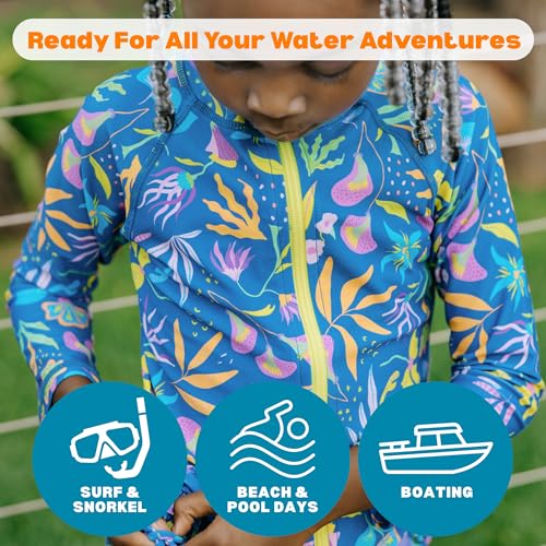 Image of SwimZip Girls' 3 Pc Swim Set w /Long Sleeve Rash Guard, Tankini & Shorts UPF 50+