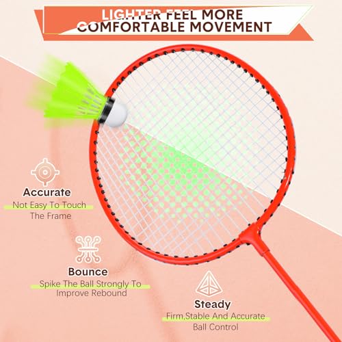 Image of 12 Pack Badminton Rackets Set Including Badminton Racquets, Nylon Shuttlecocks and Carry Bag for Outdoor Backyard Games Beginners