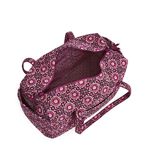 Vera Bradley Women's Signature Cotton Large Travel Duffel Travel Bag, Raspberry Medallion, One Size