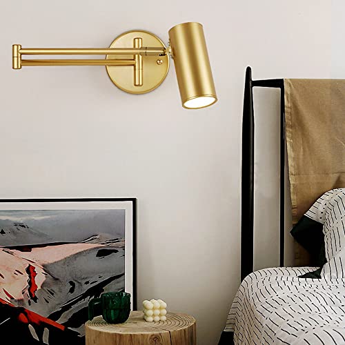 Image of Swing Arm Wall Sconce Adjustable Wall Mount Reading Light Headboard Lamp, Modern Hardwired Sconces GU10 Wall Swivel Spot Lights for Bedroom Bedside Living Room Study