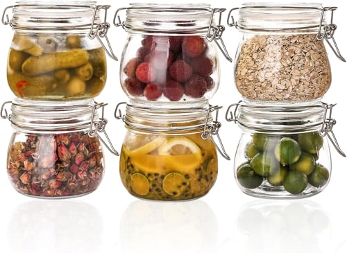 La Mejor Selección de Botes para galletas comprados en linea. 45 6 Tarro Hermetico Tapa Frasco Vidrio 500ml,Recipientes Herméticos,Set Botes Envases Cierre de Clip para Conservar Alimentos,Tarro de Galletas para para Frijoles,Copos de...