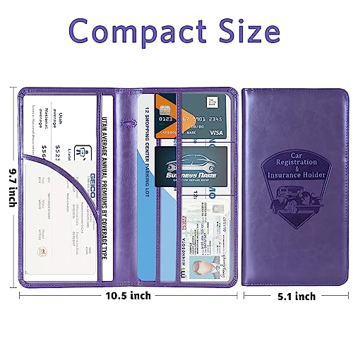 Image of CoBak Car Registration and Insurance Holder | Vehicle Glove Box Organizer, Auto Truck Compartment Document Case with Magnetic Closure for Insurance & Driver License