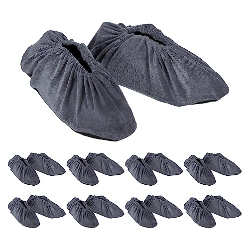 PATIKIL Shoe Covers, 10 Pairs Reusable Non Slip Shoe Protector Covers Washable Thickened Shoe Cover for Indoors Laboratory Household, Gray