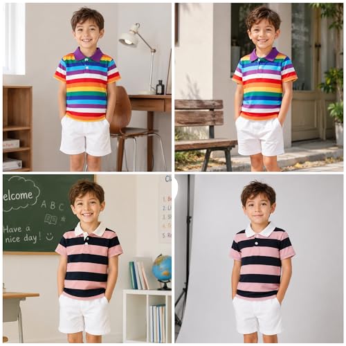 Image of Mud Kingdom Boys Polo Shirt Short Sleeve School Uniform Pique Polo Summer