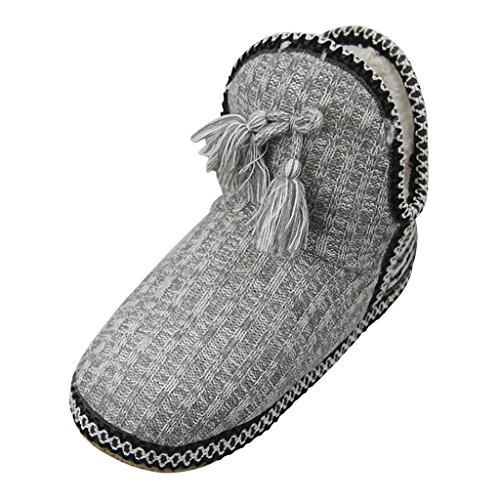 Womens Cashmere Knit Ankle Bootie Slippers Warm Cotton Quilted House Slippers Non-slip Indoor Slippers