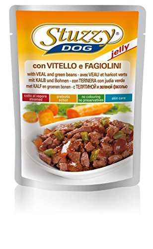 Stuzzy, Cibo Umido per Cani Adulti con Vitello e Fagiolini, Bocconcini (24 Buste da 100g)