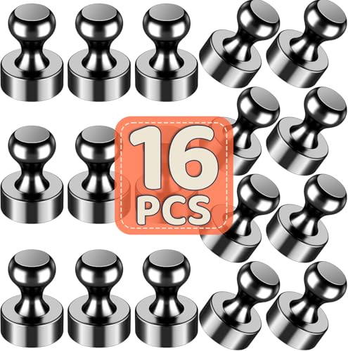 16Pcs Fridge Magnets, Small Strong Refrigerator Magnets for Whiteboard, Heavy Duty Magnetic Push Pins for Office, Kitchen, Classroom Organization