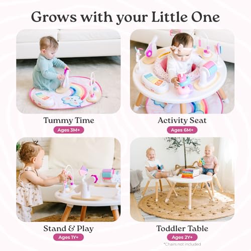 Image of Little Acorn, 4-in-1 Baby Activity Center | Montessori-Inspired Design | 8 Interactive Toys | Tummy Time, Exersaucer & Toddler Table | Shower Gift | Essential (Rainbow)