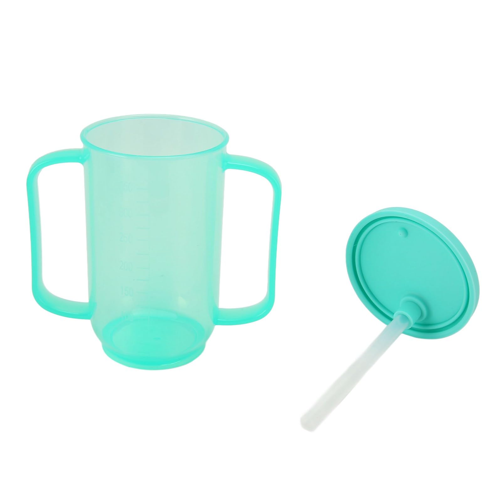 Fockety Adult Sippy Cup, 2 poignées avec paille Tasses en plastique anti-déversement, tasses avec couvercle et paille anti-déversement pour les personnes âgées souffrant de dysphagie