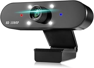 SYVI Webcam with Microphone,HD 1080P USB PC Webcam with Privacy Protection for Laptop Desktop for Live Streaming Zoom Video Calls Online Meetings Gaming