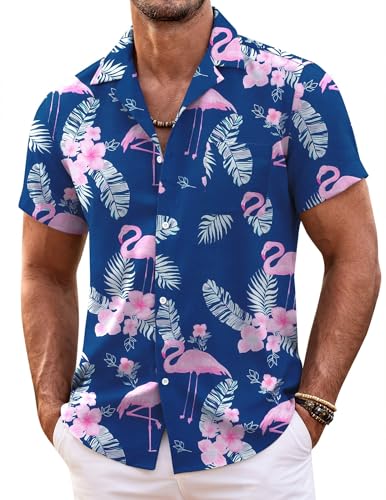 COOFANDY Mens Hawaiian Shirt Short Sleeve Floral Button Down Shirts Tropical Summer Beach Shirts