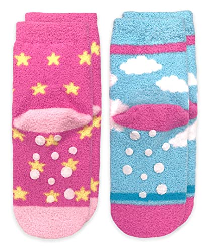 Jefferies Socks Girls Fuzzy Rainbow Animal Pattern Non Skid Slipper Socks 4 Pack4