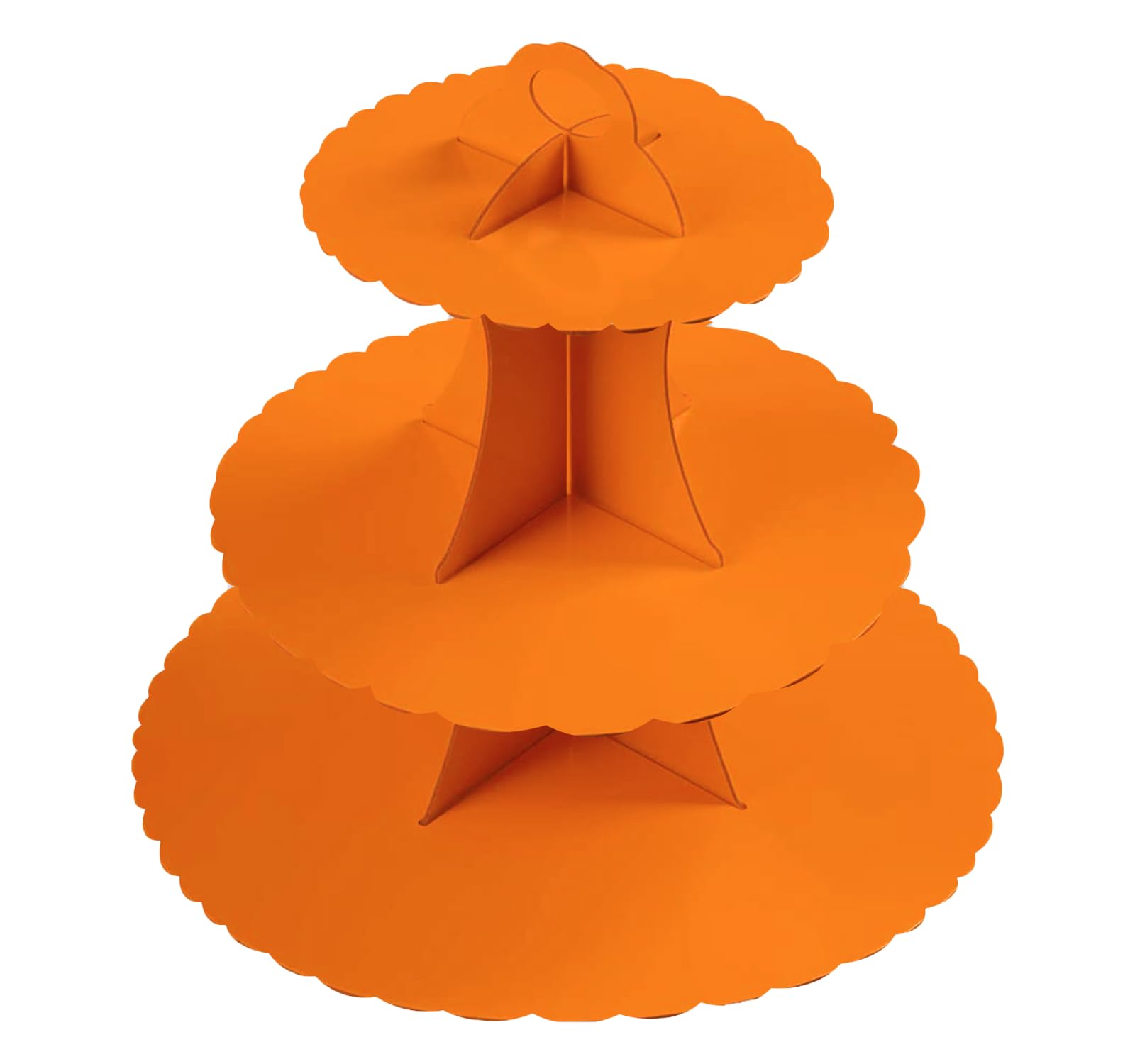 AEX 3 Tier Cake Stands For Afternoon Tea, Cupcake Stand Cardboard, Round Dessert Tower For Party [Orange]