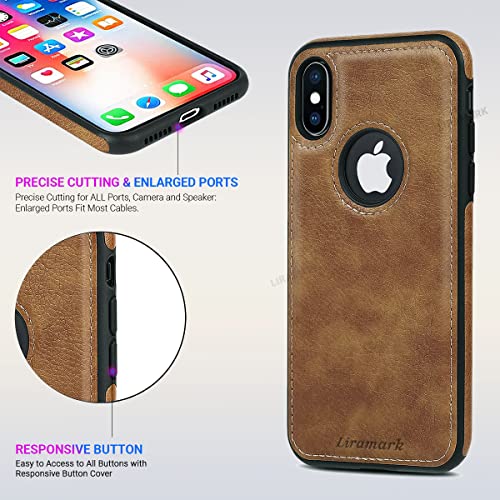 Image of LIRAMARK PU Leather Flexible Back Cover Case Designed for iPhone Xs Max (Brown)