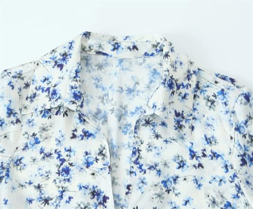 Women Skirt 2 Piec Suits Floral Print Slim Short Shirt + Casual Vintage Skirt Vacation Set4