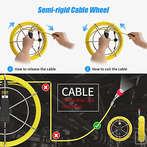 HBUDS Sewer Camera with Locator, 165ft Pipe Inspection Camera with 512Hz Sonde and Receiver, IP68 Waterproof Plumbing Drain Camera Snake, Pipe Locators Underground with 7\" Color Monitor DVR Recorder