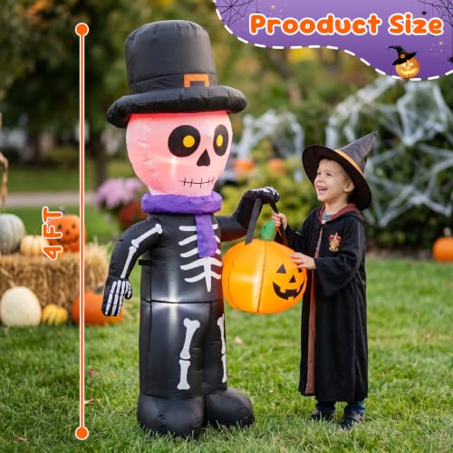 DROFELY 4FT Halloween Inflatable Skeleton Ghost Inflatable Decoration - image 2