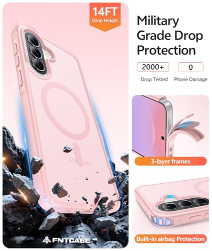 Image of FNTCASE for Galaxy A37 5G Phone Case: Samsung A36 5G Case [Compatible with Magsafe] Matte Translucent [Screen Protector] Military Grade Protection for Samsung A37 & A36 Cases - Light Pink
