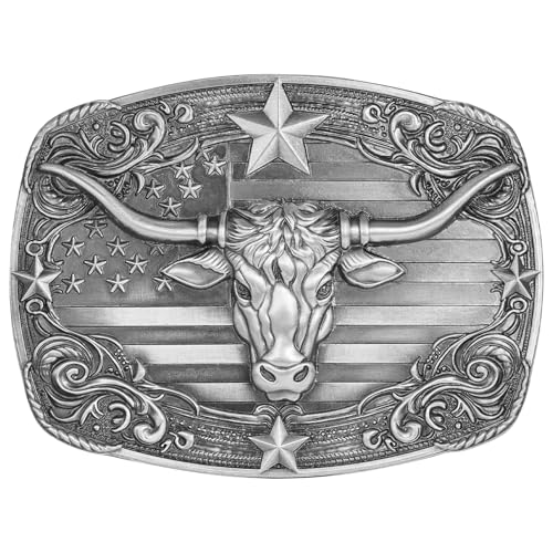 Image of Cowboy Belt Buckle for Men Longhorn Bull Belt Buckles Men Vintage Texas Buckle for Women Cowboy Cowgirl Belt Buckle