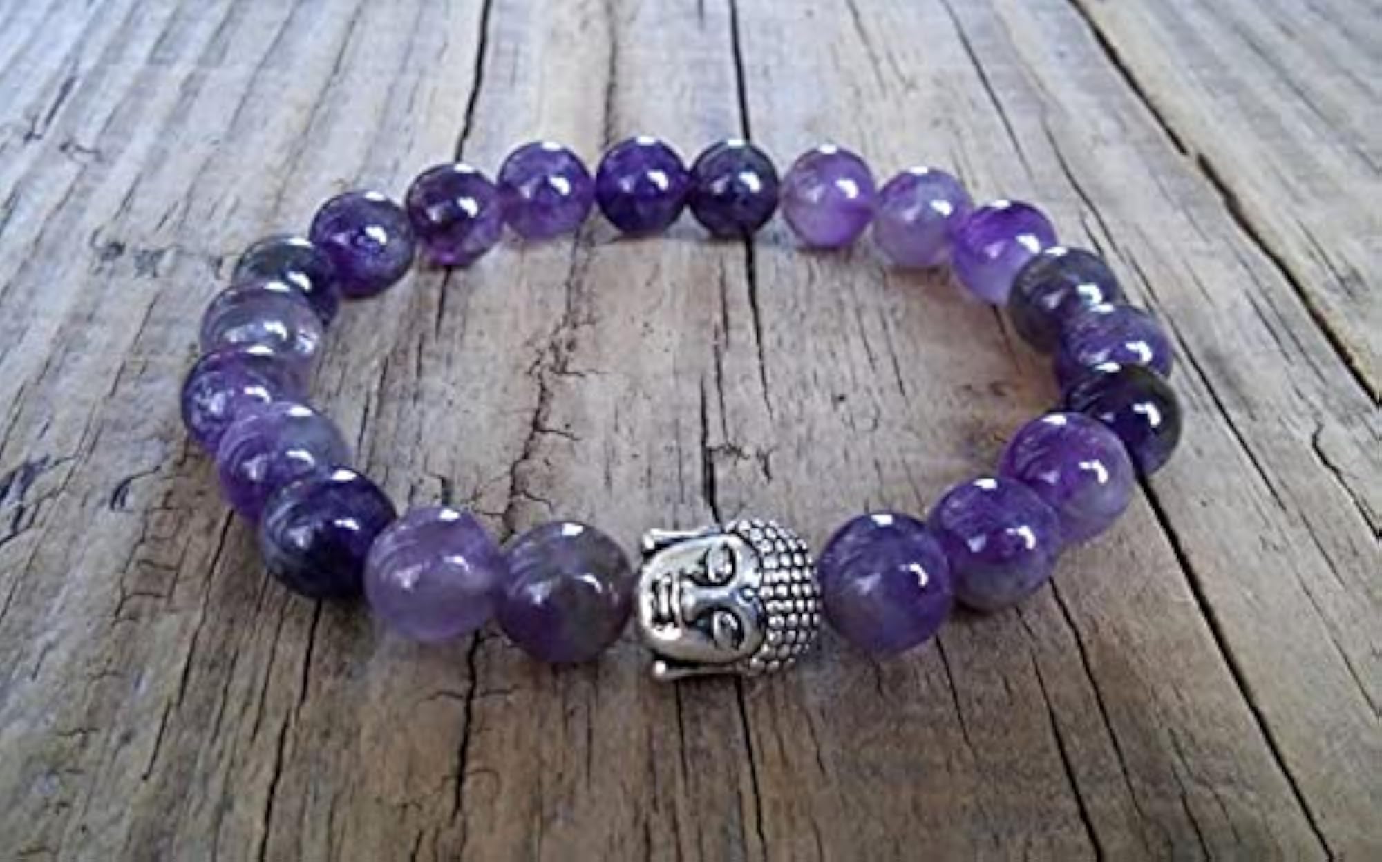 Amethyst Couples Love Bracelet Set, 8mm Round Beads