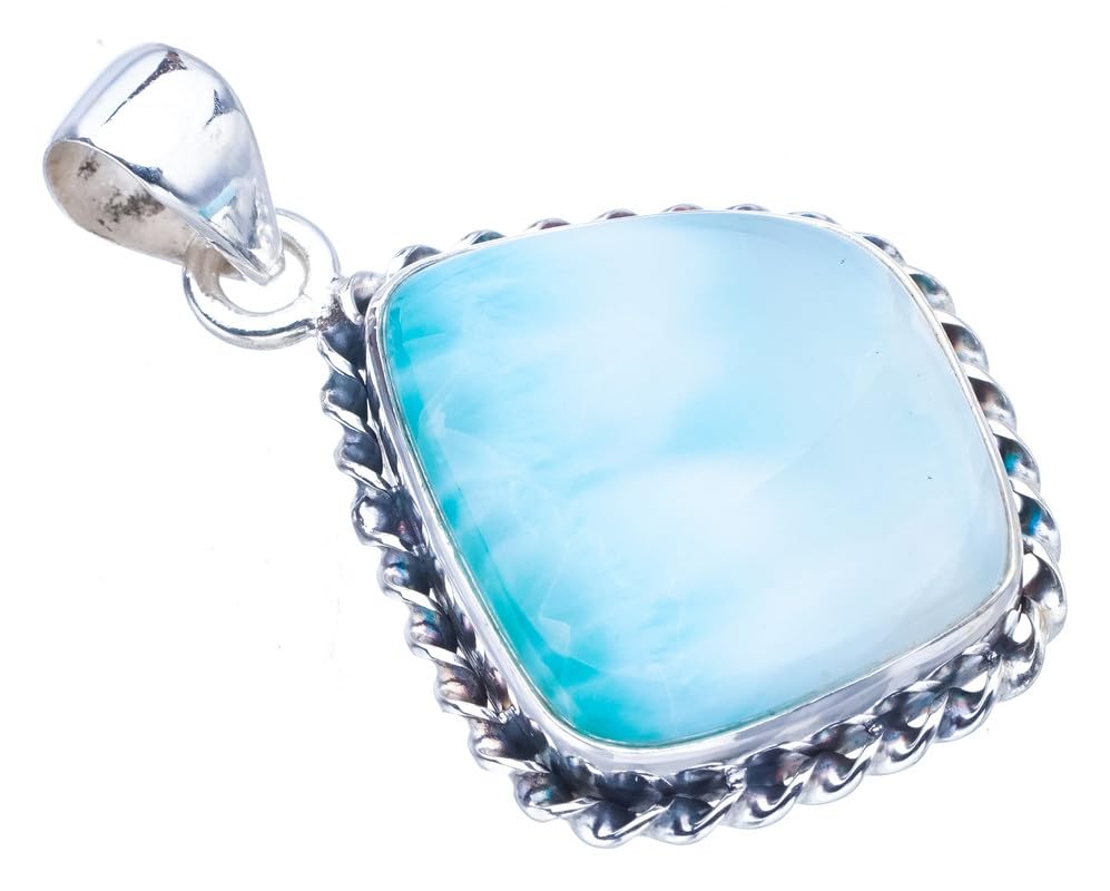 Larimar Pendentif Argent 925 Fait Main F3434 Bijou Pierre Naturelle