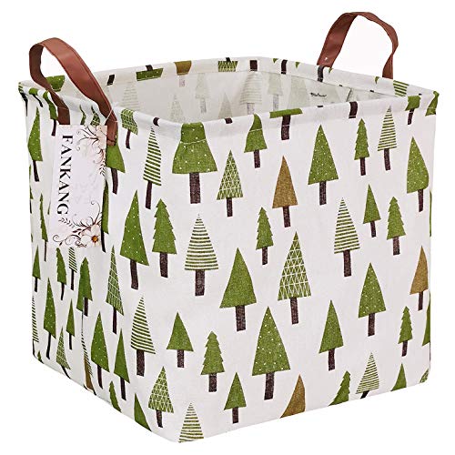 FANKANG Square Nursery Hamper Storage Bins Canvas Laundry Basket Foldable with Waterproof PE Coating Large Storage Baskets Gift Baskets for Children...