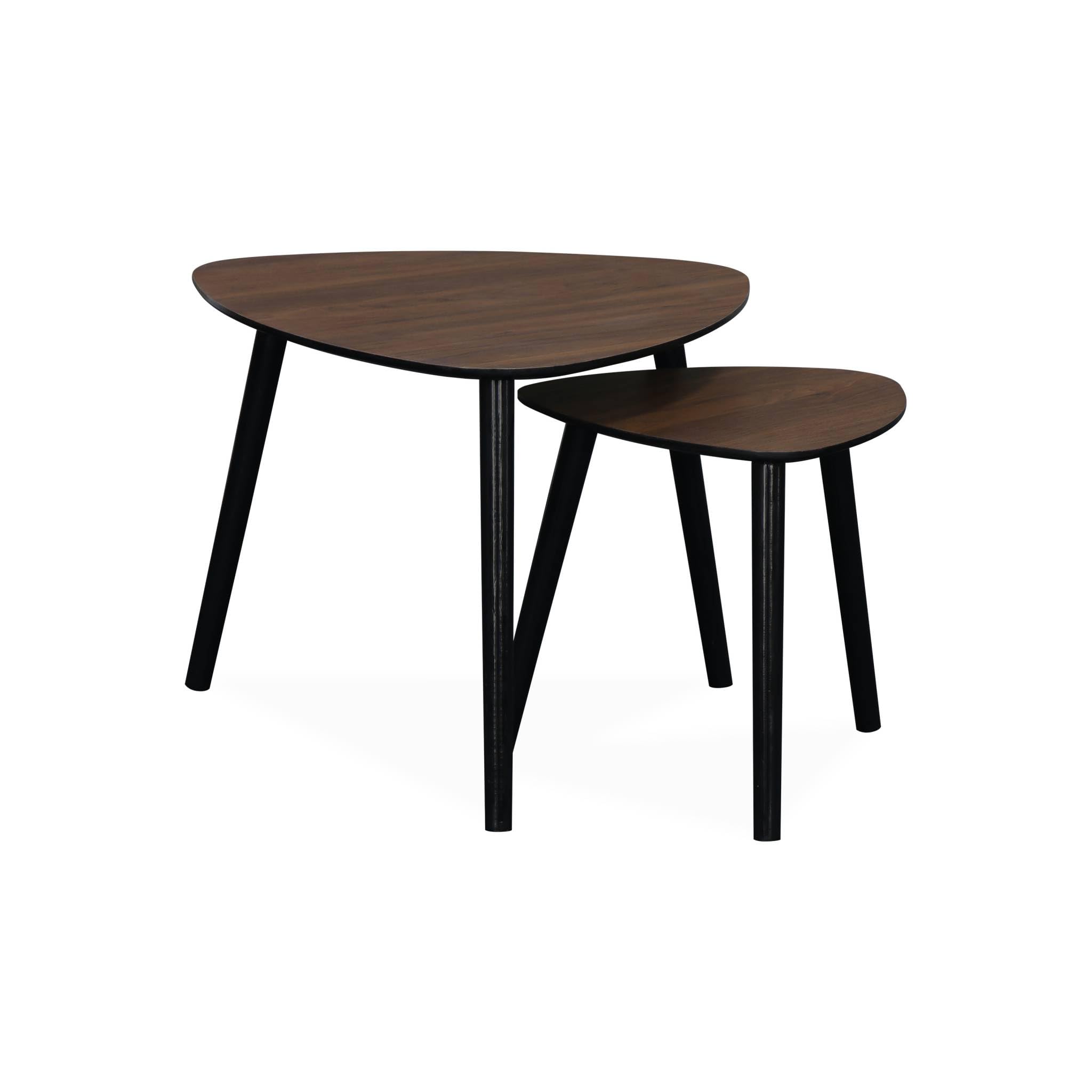 sweeek - Lote de 2 mesas Nido de Estilo escandinavo en Madera MDF Decorada de Color Nogal