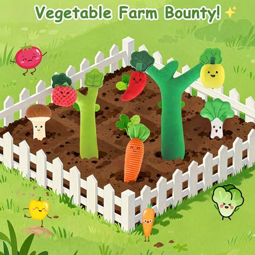 Image of Baby Toys 6-12 Months, My First Fruits Vegetables Color Shape Sorting Montessori Toys, Plush Crinkle Rattle Textures Sensory Toy for 1 Year Old Boys Girls, Toddler Valentines Day Easter Baby Gifts