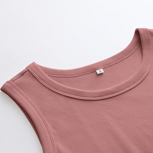 Image of ANRABESS Womens Sleeveless High Neck Tank Tops Fashion Summer Casual Basic Slim Fit Ribbed Racerback Top Shirt Clothes