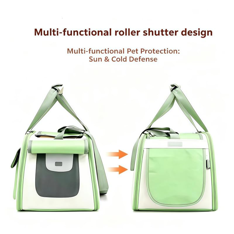 Transportín Perros Gatos para Subaru Impreza 2000-2026 Asiento Trasero Coche Bolsa de Transporte Plegable Bandolera Viaje Rejilla Transpirable,Beige/Green