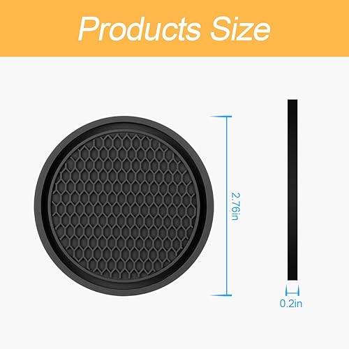 Miniatura 2 de Paquete de 4 posavasos para automóvil, 2.75 pulgadas de PVC antideslizante, tapete de bebida impermeable de panal adecuado para la mayoría de