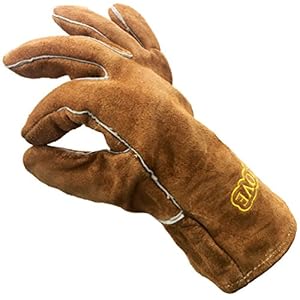 Cosystove Genuine Full Leather Heavy Duty Heat Resistant Gloves for Woodburner, Multi-Fuel Stoves Heavy Duty Safety…